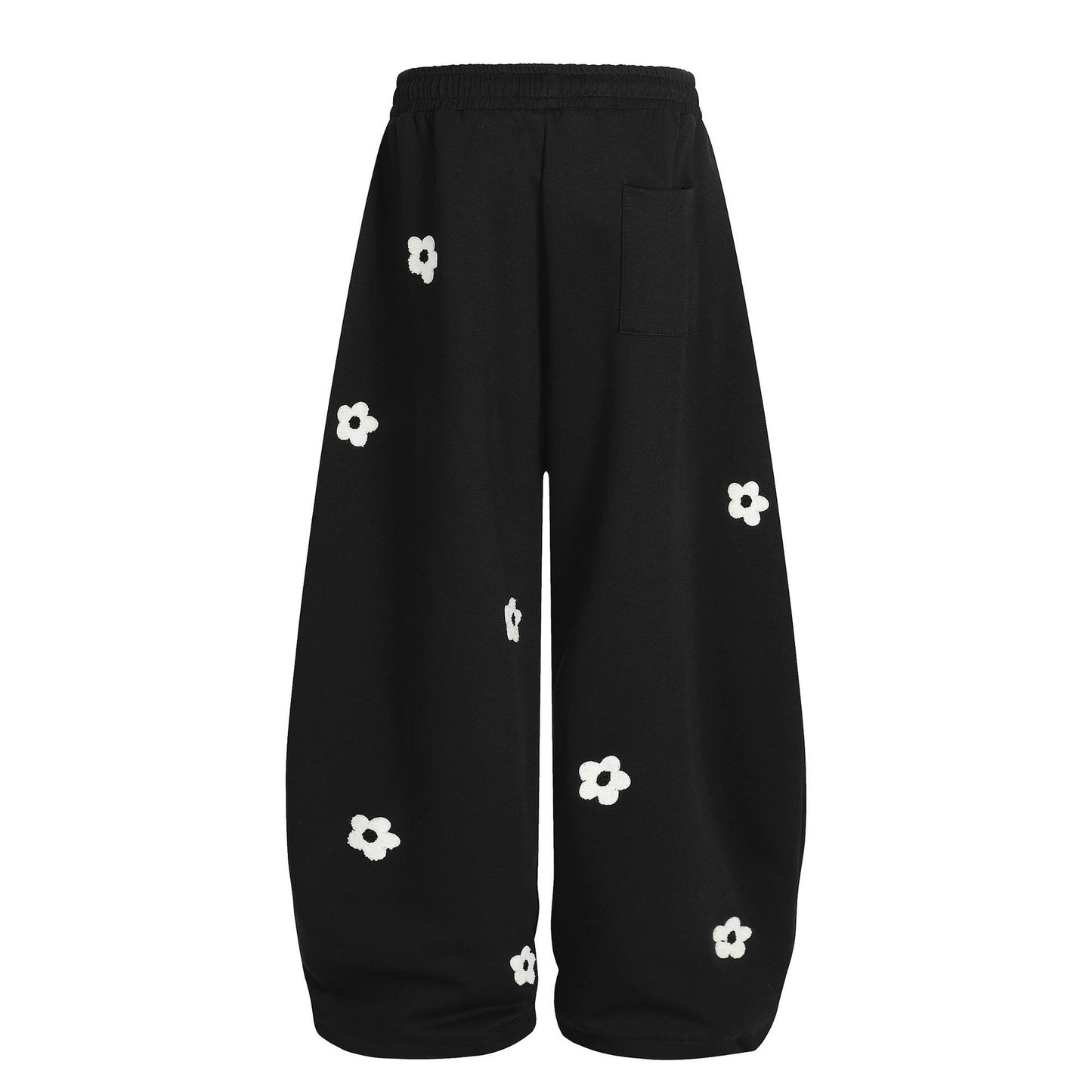 Flower embroidery curved knife sweatpants for men and women