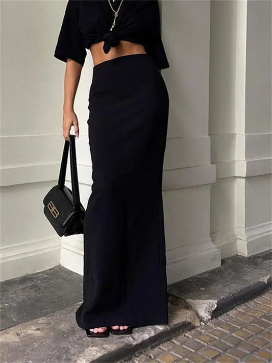 Tossy Fashion For Women Black Long Skirts High Waist Slim Seamless Elegant Ladies Gown Casual Summer  New Female Maxi Skirts